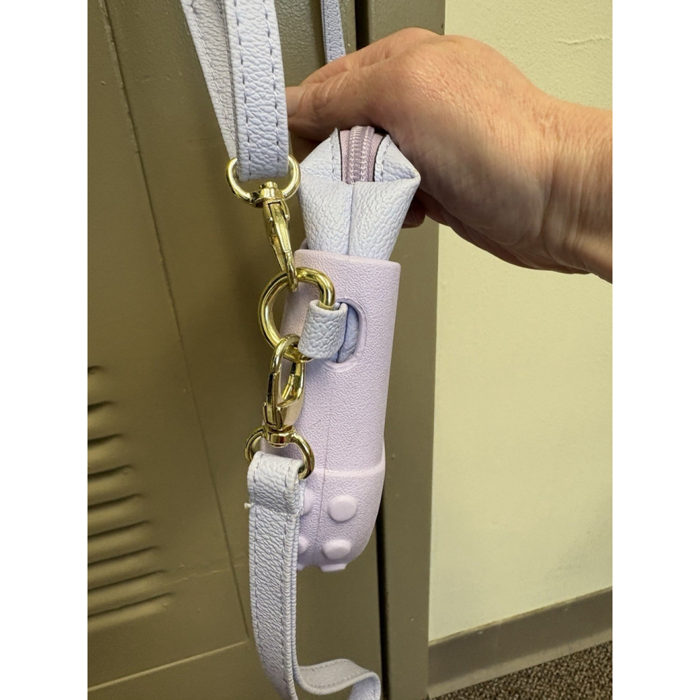 Simply Southern Flamingo Lilac Logo Rubber Crossbody Wristlet Bag Purse - Picture 7 of 12